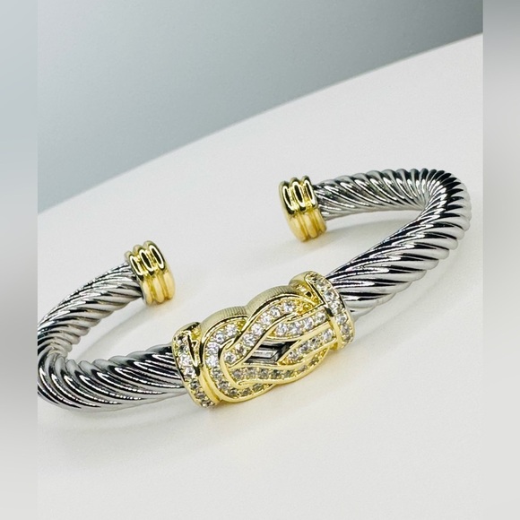 Classic Two Tone 12mm Cable Cuff Bracelet - Picture 1 of 4